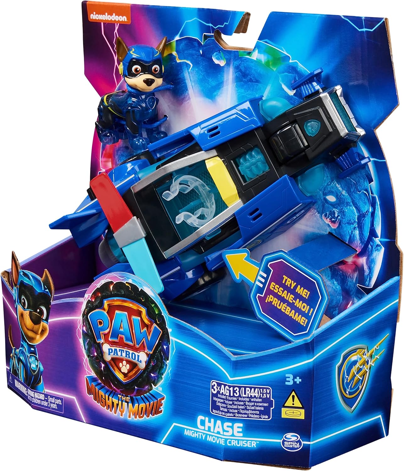 PAW Patrol: The Movie ミニカー PAW Patrol: The Mighty Movie Toy Car com Chase Mighty Pups boneco de a