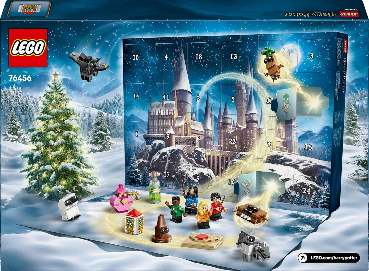 LEGO Harry Potter 2025 Calendário do Advento  para meninos e meninas a partir de 7 anos - Brinquedo de contagem regressiva para o Natal com 24 surpresas, incluindo 8 minifiguras com suéteres natalinos e mini construções - Ideia de presente - 76456