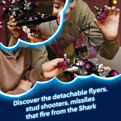 LEGO DREAMZzz 2 em 1 Nightmare Shark Submarino - Conjunto Modular com 2 Opções de Construção, 2 Aviões Destacáveis e 5 Minifiguras, incluindo Mateo e Astrid - Presente Criativo para Meninos e Meninas a partir de 9 Anos - 71500