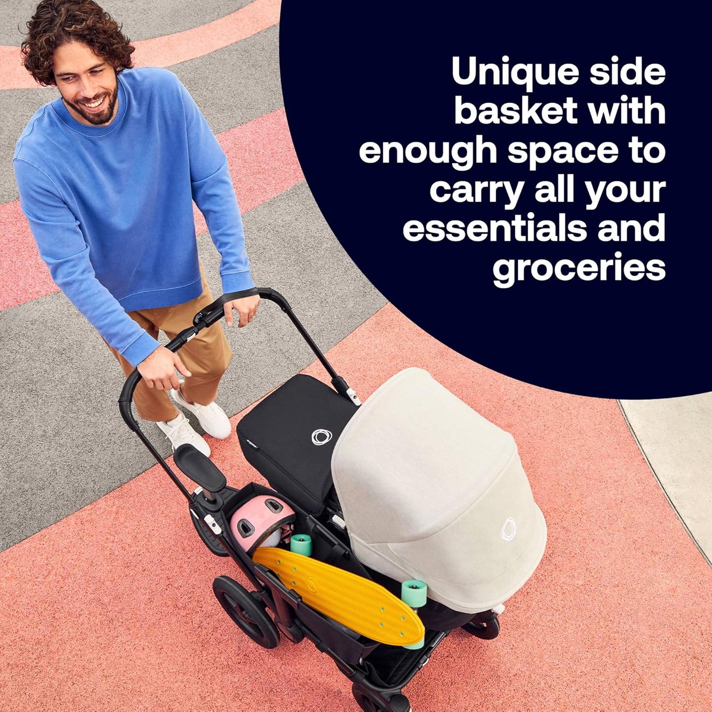 Bugaboo Donkey 5 Mono, conversível em carrinho duplo lado a lado, design aprimorado, assento reversível, direção com uma mão e cesta lateral, preto meia-noite