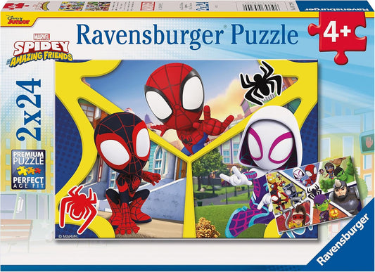 Quebra-cabeças Ravensburger do Homem-Aranha e Seus Incríveis Amigos para Crianças a partir de 3 Anos - Brinquedos Infantis - 2x 24 Peças