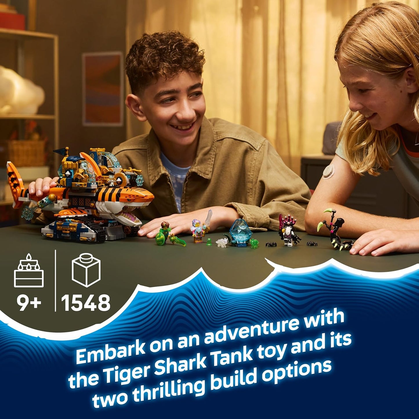LEGO DREAMZzz 2 em 1 Tanque Tubarão-Tigre - Transforma-se em um Navio Pirata com Canhão - Inclui 5 Minifiguras e 2 Criaturas do Tesouro Colecionáveis - Presente para Meninos a partir de 9 Anos - 71515