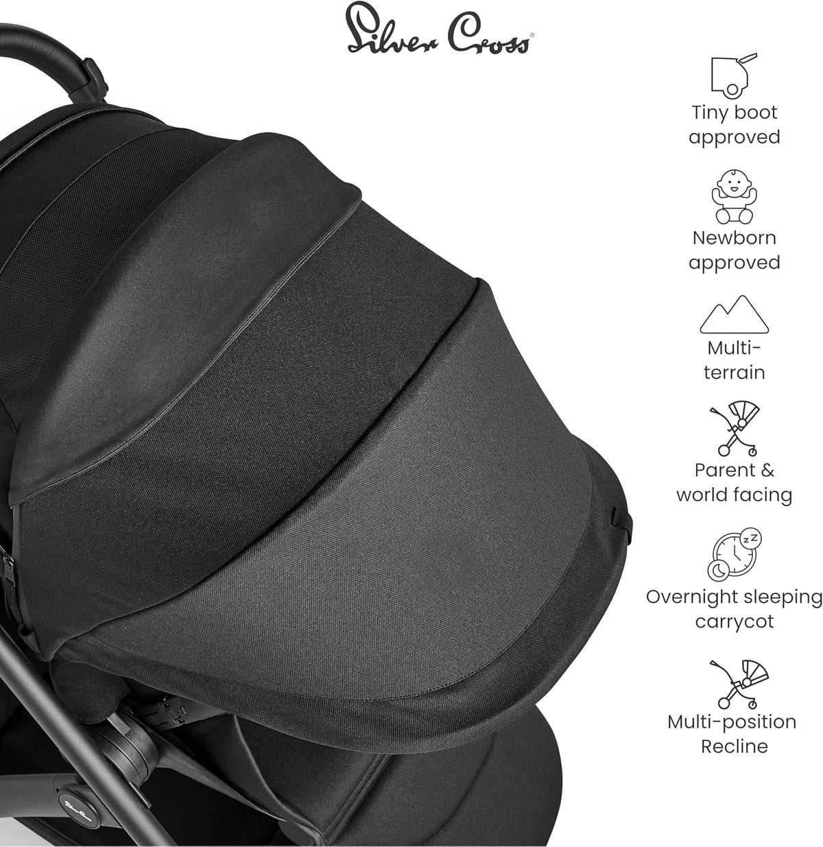 Silver Cross Carrinho de bebê  Tide e conjunto de 7 peças, do nascimento até 22 kg, Espaço