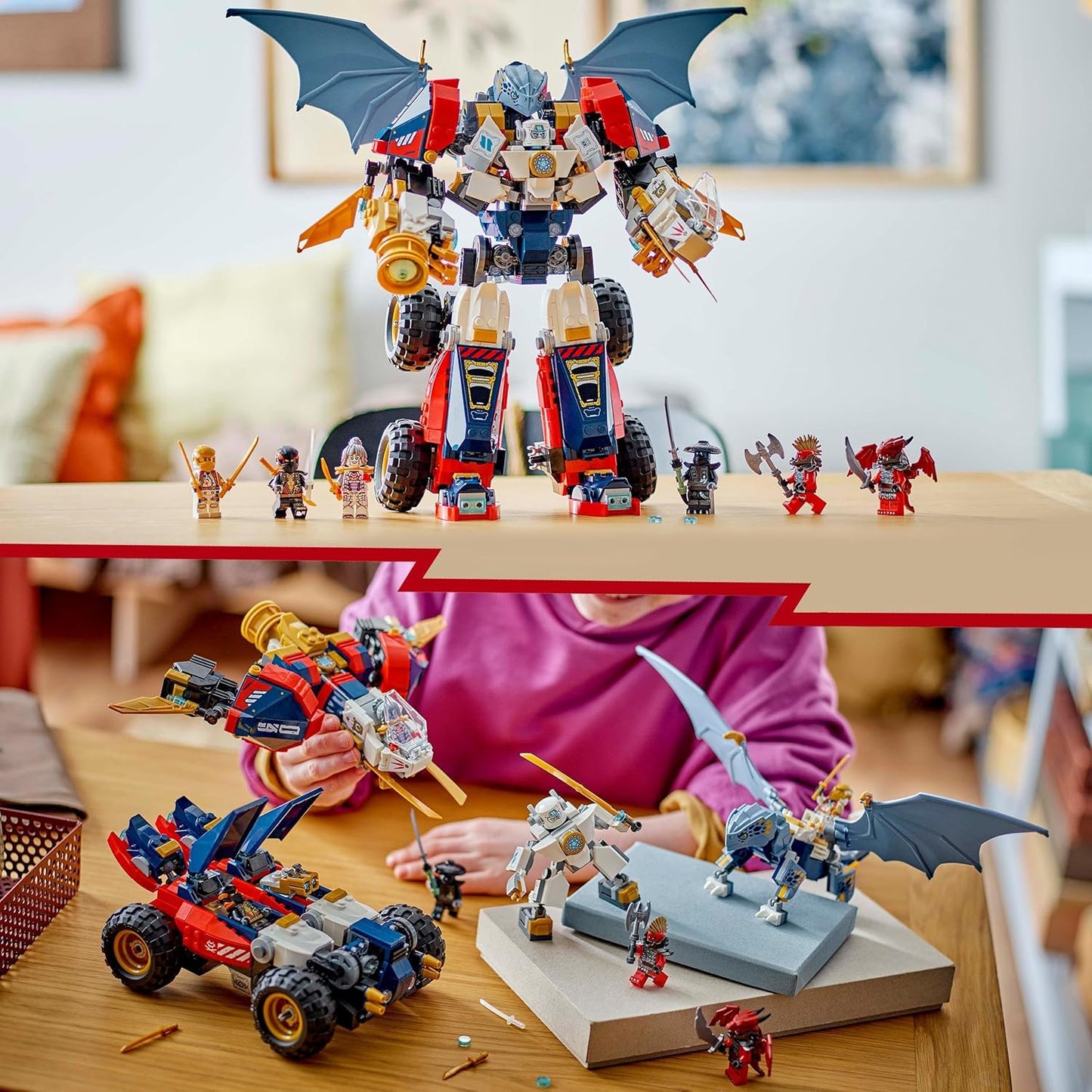 LEGO NINJAGO 4 em 1 Brinquedo Mech Ultra Combiner de Zane - Reconstrói em um jato, modelo de carro, figura de dragão e ninja - Incl. 6 minifiguras para dramatização - Conjunto de construção para meninos e meninas com mais de 9 anos