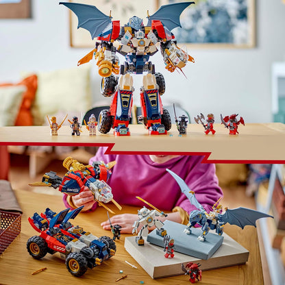 LEGO NINJAGO 4 em 1 Brinquedo Mech Ultra Combiner de Zane - Reconstrói em um jato, modelo de carro, figura de dragão e ninja - Incl. 6 minifiguras para dramatização - Conjunto de construção para meninos e meninas com mais de 9 anos