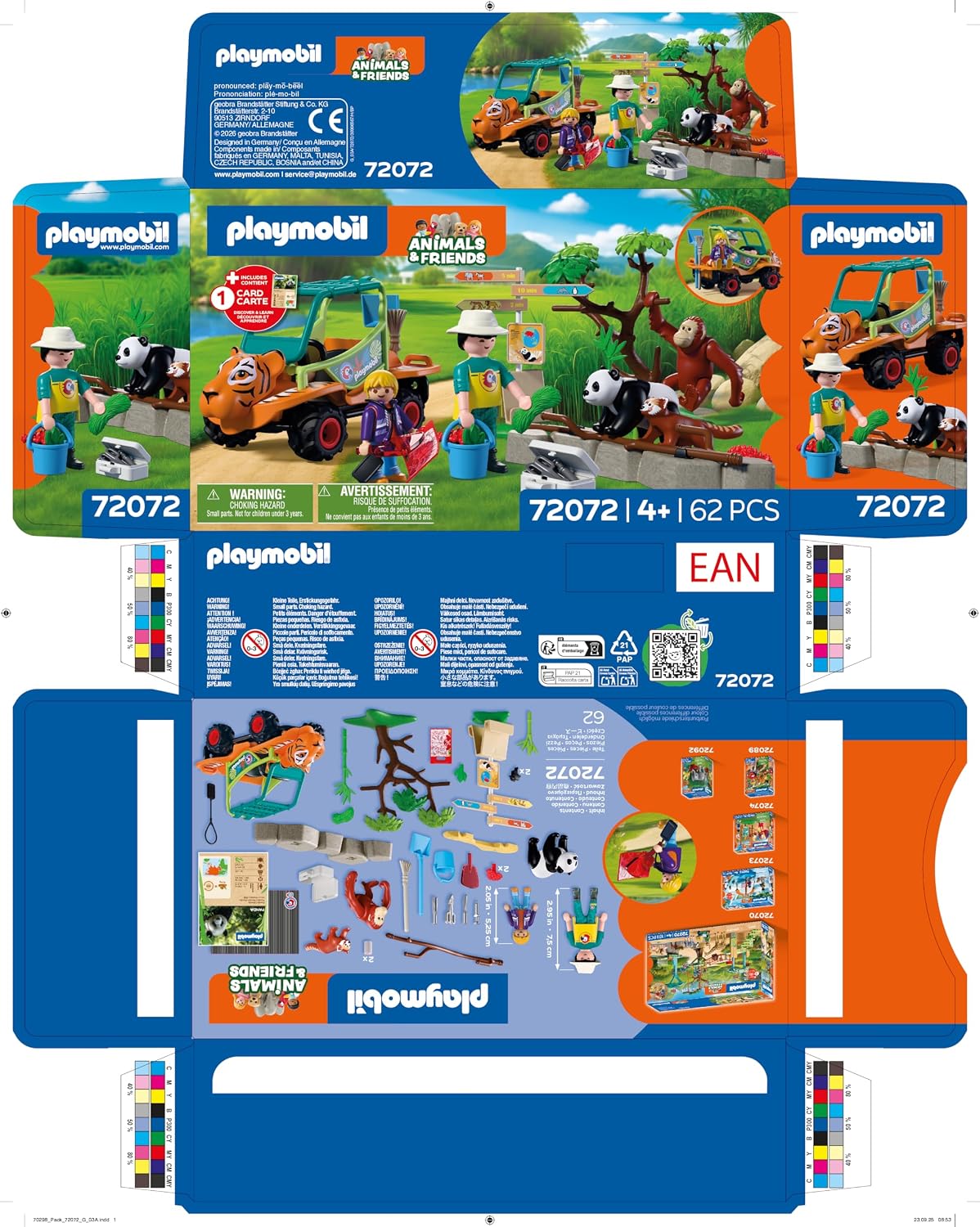 Playmobil | Animais e Amigos | Tratador de animais com veículo | Veículo com design de cabeça de tigre e 3 animais | Brinquedo infantil para crianças a partir de 4 anos | 72072
