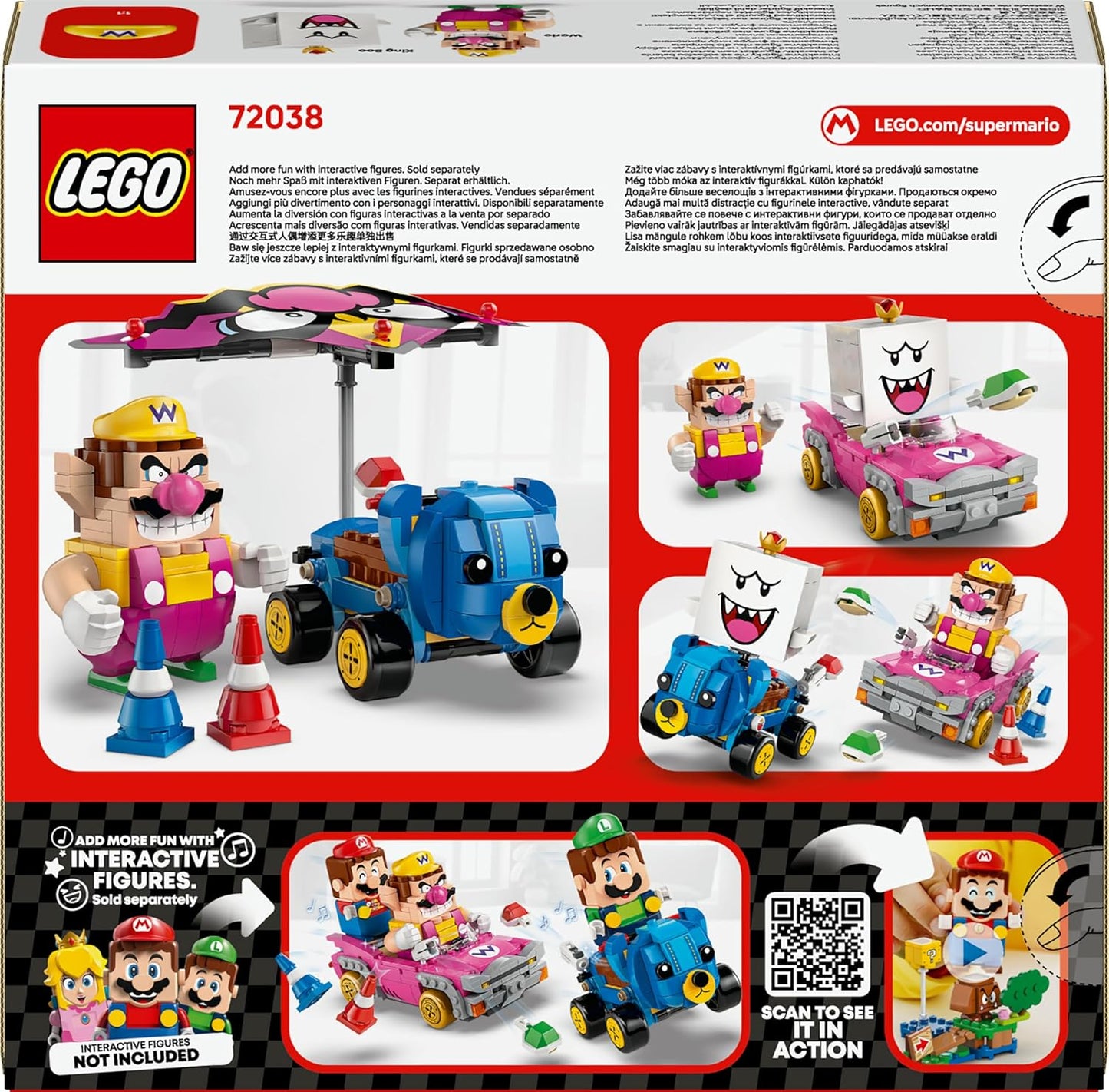 LEGO Super Mario: Mario Kart – Wario e Rei Boo - Brinquedo interativo com 2 carros e 2 figuras para brincar e exibir - Presente gamer para meninos e meninas a partir de 8 anos - 72038