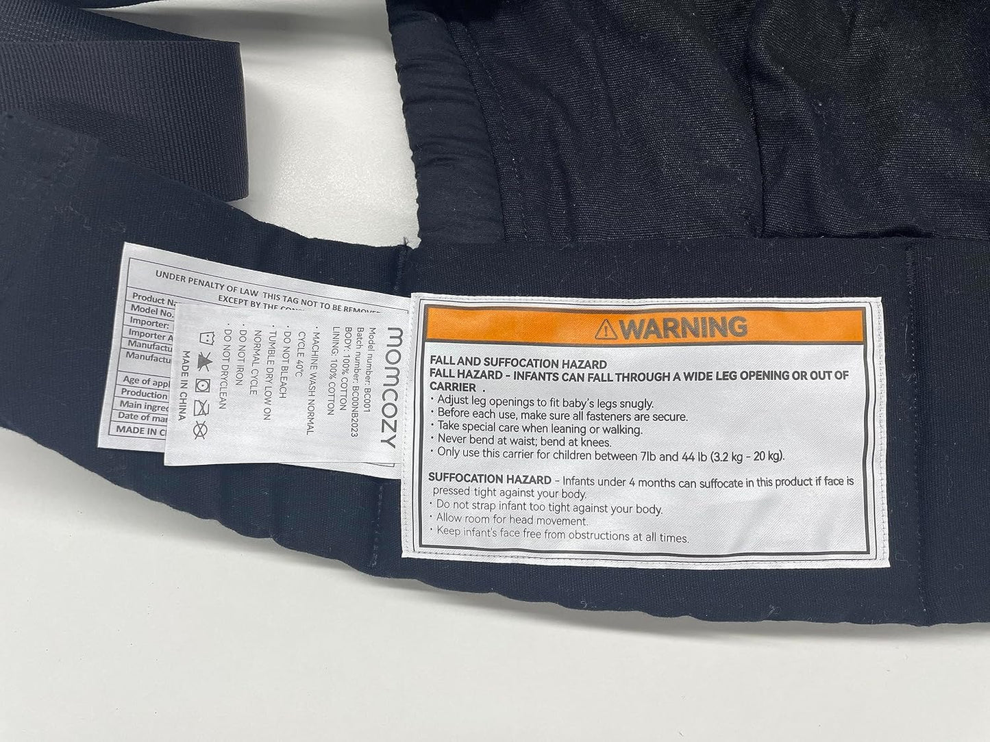 Canguru para Bebê Momcozy - Canguru de algodão puro para 3 a 24 meses, fácil de vestir, ideal para pais que não precisam usar as mãos, com suporte lombar aprimorado, preto