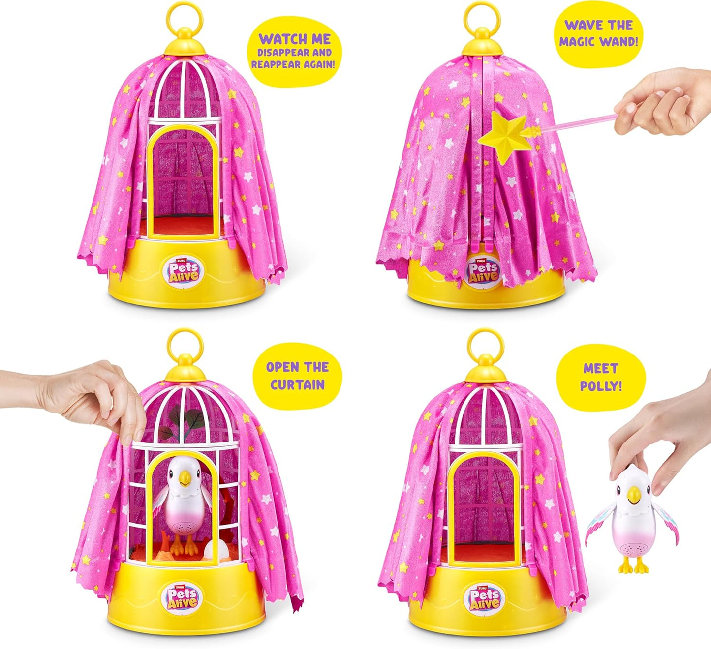 Pets Alive Polly, o Pássaro Mágico da ZURU, Robô de Brinquedo para Animais de Estimação