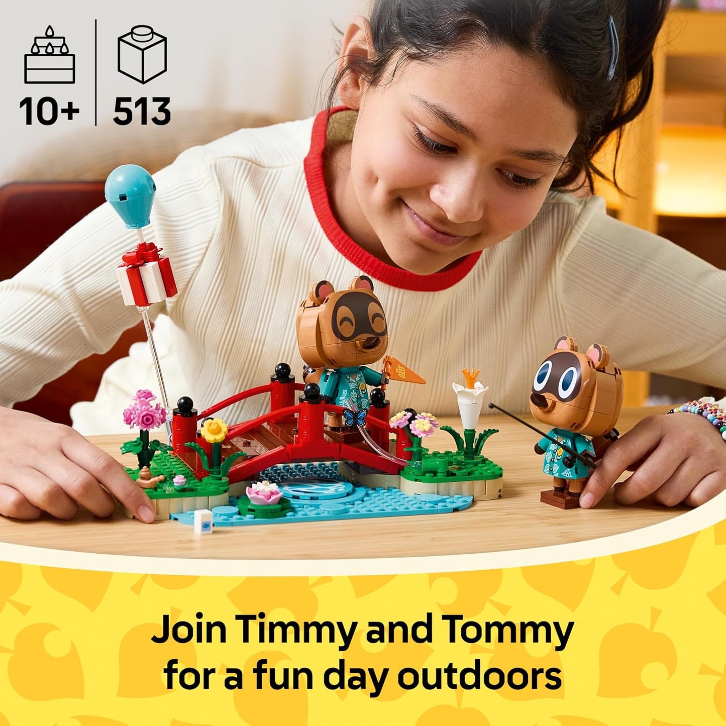 LEGO Animal Crossing – O Dia de Diversão de Timmy e Tommy – Bonecos de Guaxinim com Acessórios – Decoração de Quarto Infantil – Presente de Games para Meninas e Meninos a partir de 10 Anos – 77059