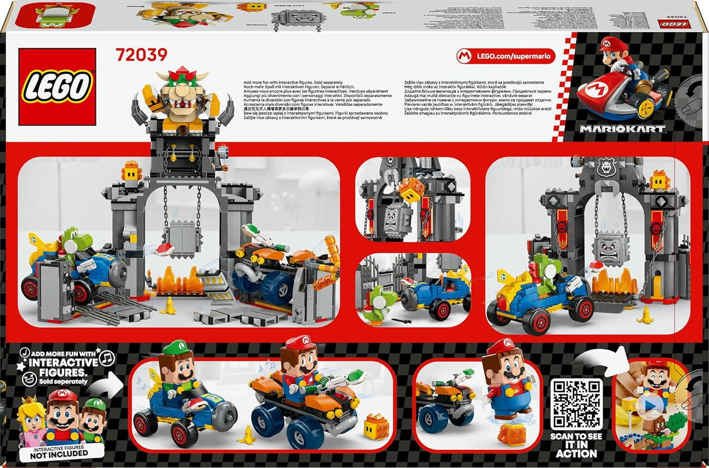 LEGO Super Mario: Mario Kart – Castelo do Bowser - Conjunto interativo com 2 carros e 4 figuras, incluindo Yoshi - Presente perfeito para crianças a partir de 9 anos - 72039