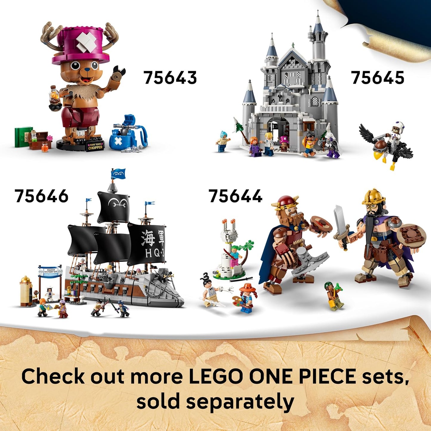 LEGO ONE PIECE Confronto com o Capitão Smoker – Brinquedo interativo com 4 minifiguras (incluindo Monkey D. Luffy e Sanji) – Decoração para quarto infantil – Presente para meninos, meninas e fãs a partir de 9 anos – 75642