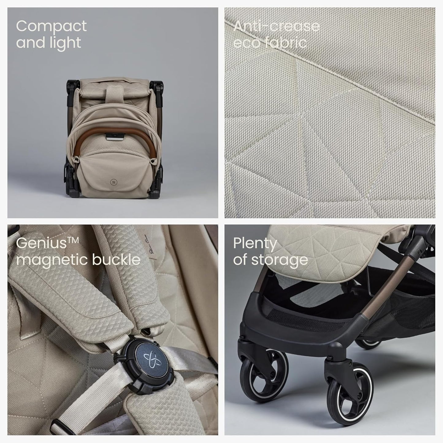 Silver Cross - Carrinho de bebê compacto Clic 2 e bolsa de viagem - Carrinho de viagem para a vida em movimento - Dobrável e leve - Adequado do nascimento aos 4 anos - Latte