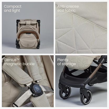 Silver Cross - Carrinho de bebê compacto Clic 2 e bolsa de viagem - Carrinho de viagem para a vida em movimento - Dobrável e leve - Adequado do nascimento aos 4 anos - Latte