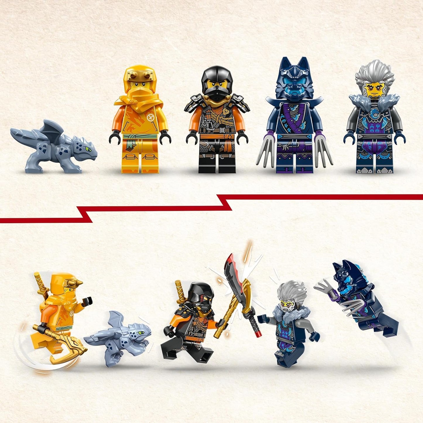 LEGO Brinquedo de carro off-road Ninja NINJAGO Arin, conjunto Dragons Rising com figura de dragão e 4 minifiguras de personagens Ninja para crianças, meninos e meninas com mais de 7 anos, modelo de veículo, ideia de presente 71811