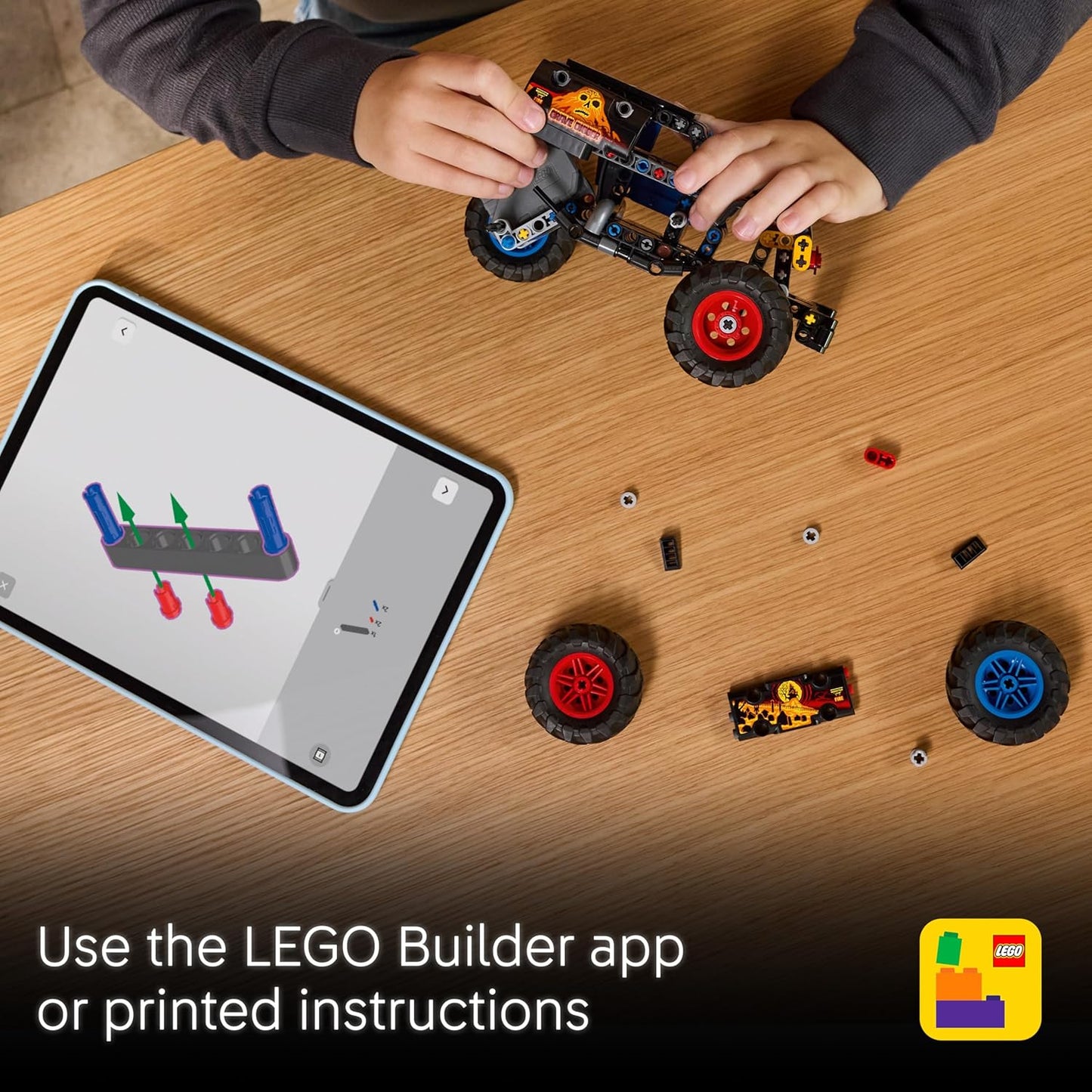 LEGO Technic Monster Jam Grave Digger Fogo e Gelo - Caminhão de Brinquedo com Mecanismo de Fricção - Kit de Modelo de Carro de Corrida com Detalhes Autênticos - Presente de Aniversário para Meninos, Meninas e Fãs a partir de 7 Anos - 42219