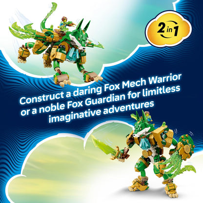 LEGO DREAMZzz 2 em 1 Raposa Guardiã Mecânica - Figura de Ação que se Transforma em uma Raposa Guerreira - Inclui 3 Minifiguras e uma Criatura Verde Colecionável do Tesouro - Presente para Meninos a partir de 9 Anos - 71508