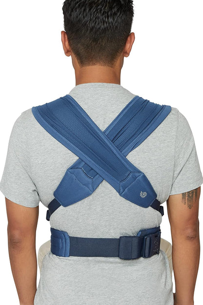 Ergobaby Hug Portabebés ergonómico Soft Air Mesh para recién nacidos desde el nacimiento, portabebés ergonómico de 2 posiciones, azul