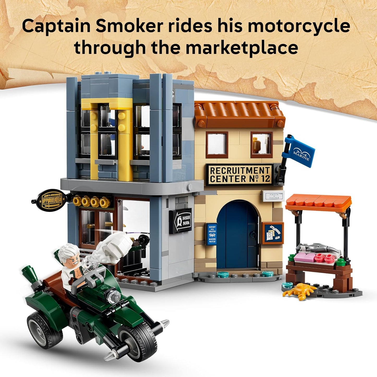 LEGO ONE PIECE Confronto com o Capitão Smoker – Brinquedo interativo com 4 minifiguras (incluindo Monkey D. Luffy e Sanji) – Decoração para quarto infantil – Presente para meninos, meninas e fãs a partir de 9 anos – 75642