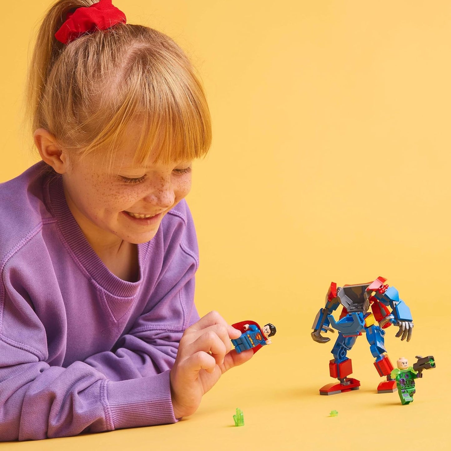 LEGO DC Superman Mech vs. Lex Luthor, brinquedo de super-heróis com 2 minifiguras, um atirador de pinos e criptonita - conjunto de figuras edificáveis - presente para meninos e meninas de 6 anos ou mais