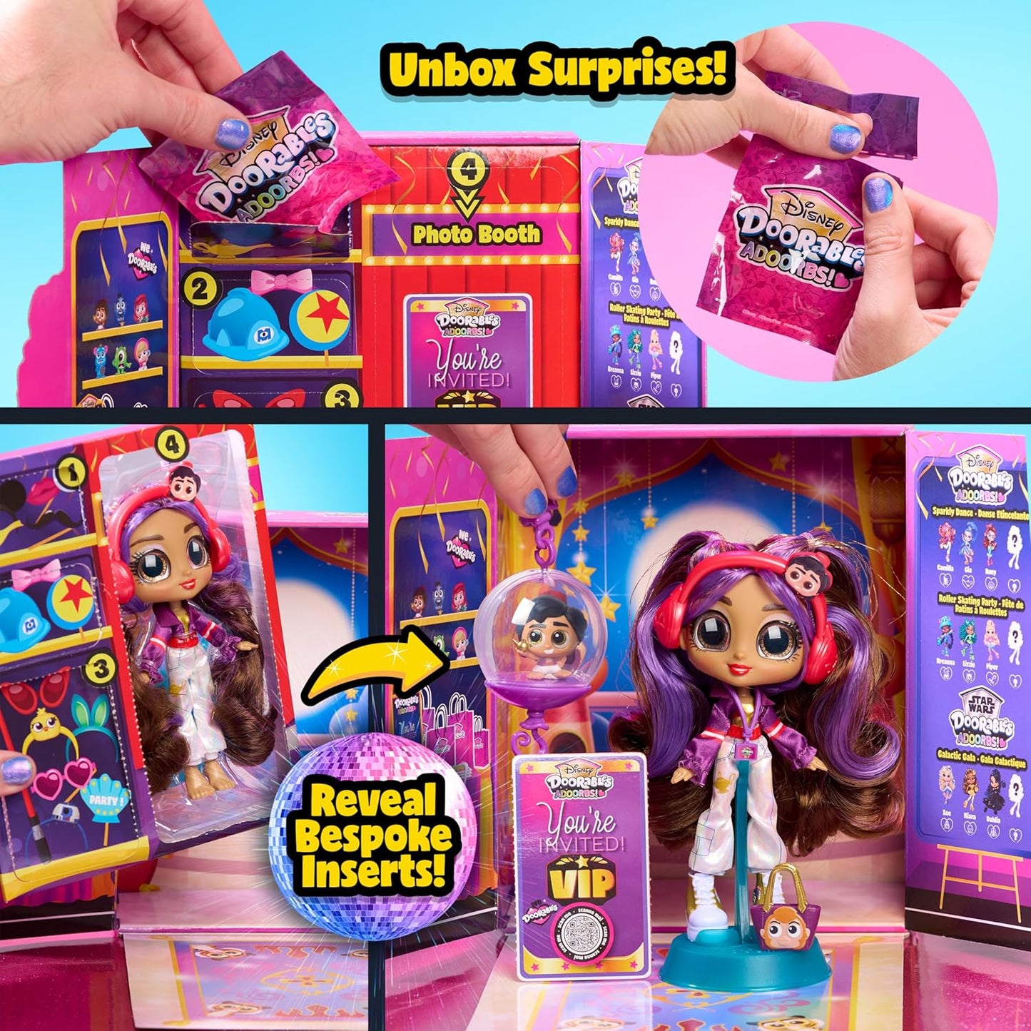Disney Bonecas Doorables Adoorbs Série 2 – Bonecas colecionáveis de 14 cm com acessórios, surpresa em caixa-surpresa, cabelo implantado e figuras articuladas para crianças a partir de 5 anos.