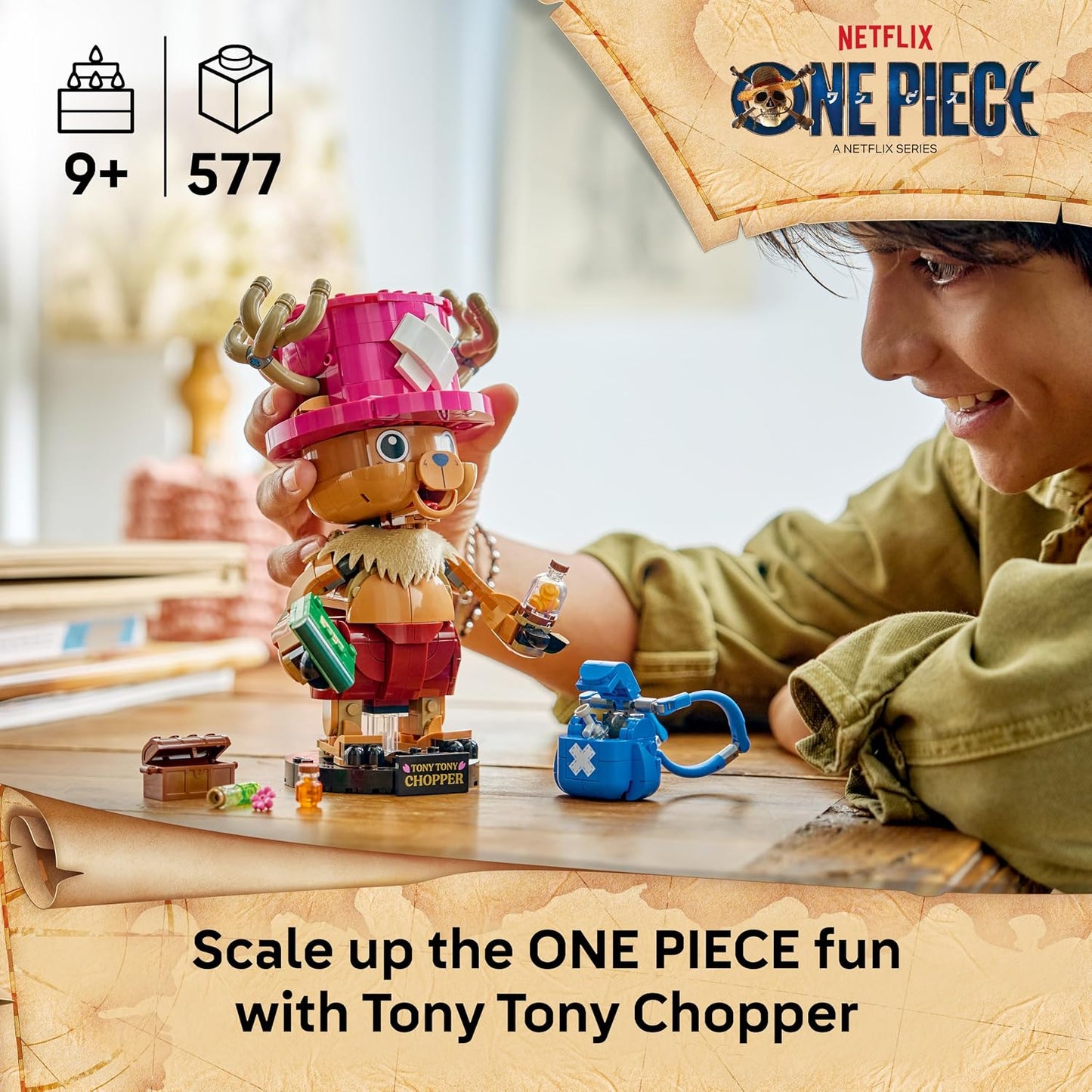 LEGO Figura ONE PIECE Tony Tony Chopper – Brinquedo colecionável com acessórios (incluindo uma Rumble Ball) – Ideia de decoração fofa para mesa ou quarto – Presente para meninos, meninas e fãs a partir de 9 anos – 75643