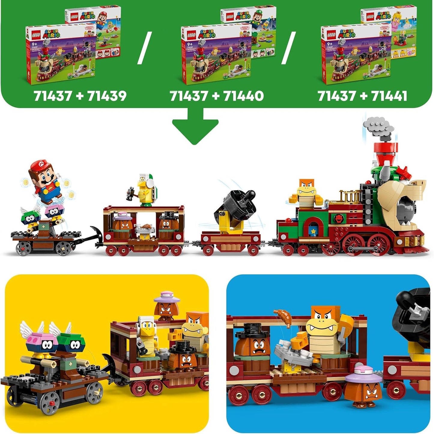 LEGO Super Mario The Bowser Express Train Toy, conjunto de aventura para meninos e meninas de 9 anos ou mais, com 6 figuras de personagens, incluindo. um Hammer Bro e 2 Goombas, presente criativo para crianças gamers