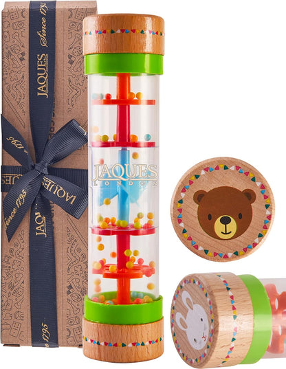 Jaques of London Brinquedo para bebês Rainmaker da com sons suaves de chuva | Brinquedos sensoriais de madeira premium | Brinquedos ideais para meninos e meninas de 1 ano | Desde 1795