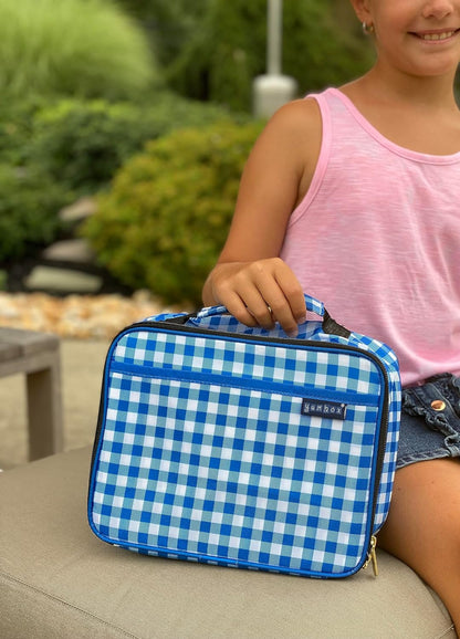 Yumbox Lancheira clássica, tecido isolado e resistente à água, estampas infantis divertidas, bolsos internos e externos, fecho de correr