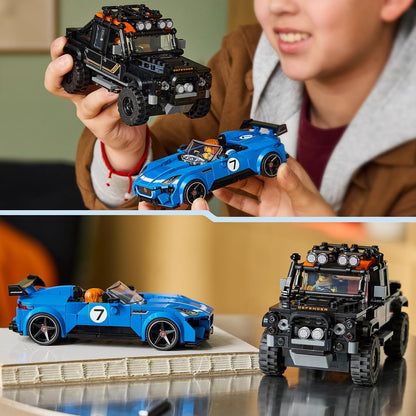 LEGO Speed Champions Jaguar Project 7 e Land Rover Defender – Kit de Modelo STEM com 2 Carros de Brinquedo e 2 Minifiguras de Piloto – Presente de Aniversário para Meninos a partir de 10 Anos – 77264