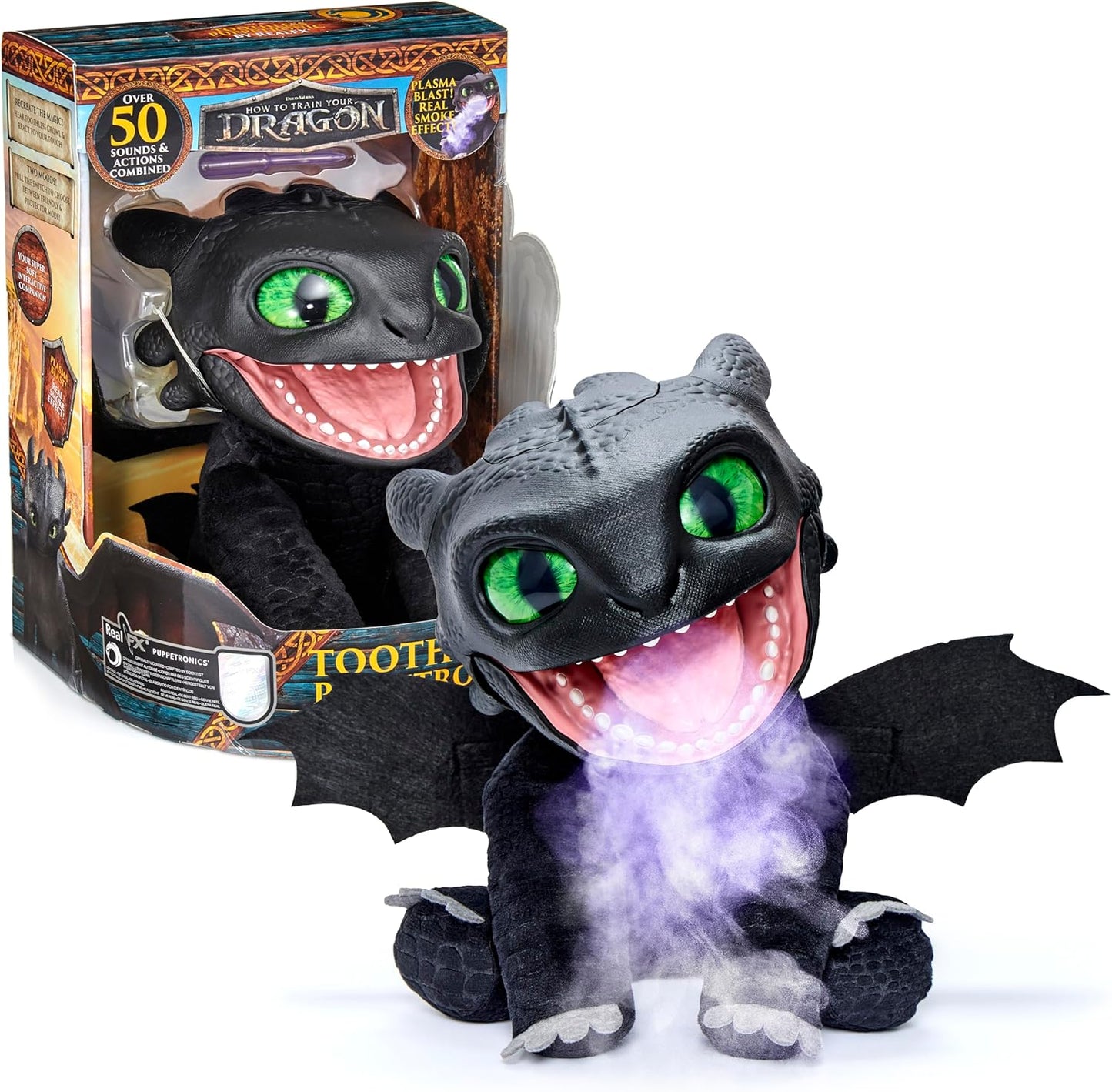 UAU! STUFF HTTYD Banguela Fantoche da RealFX, Incrível Banguela Animatrônico com certificação de 1ª Edição, Aparência, Sensação e Sons Reais!, Mais de 50 Combinações de Ação e Som, 25,5 cm de Altura