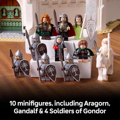 LEGO Icons O Senhor dos Anéis: Minas Tirith 11377 | Conjunto para adultos, kit de montagem 3D da Terra Média, 10 minifiguras colecionáveis, item de gravação de filme para montar, presente...