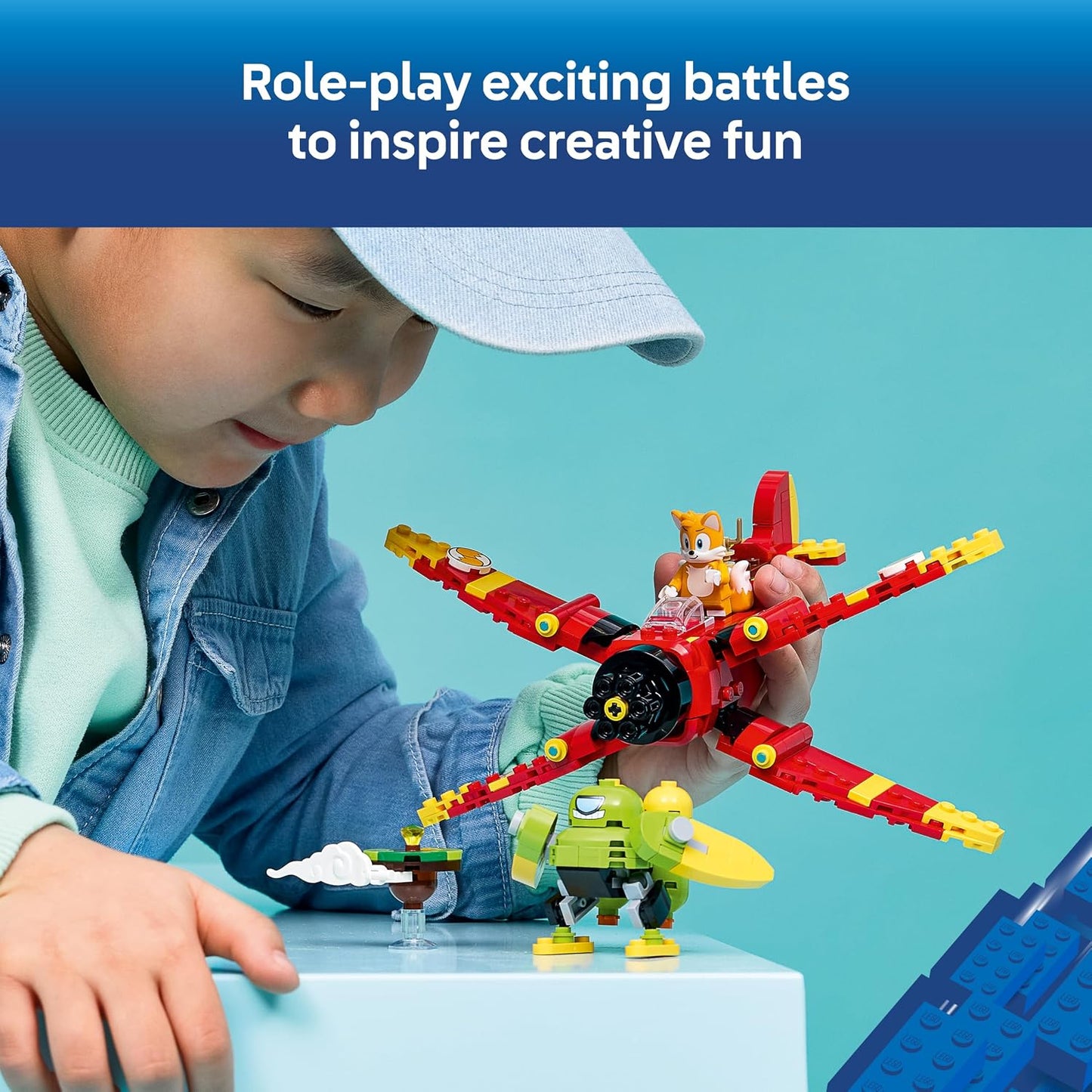LEGO Brinquedo Sonic the Hedgehog: Avião Tornado do Tails – Inclui figura Badnik, minifigura do Tails e Esmeralda do Caos – Presente gamer para meninos e meninas a partir de 8 anos – 77119