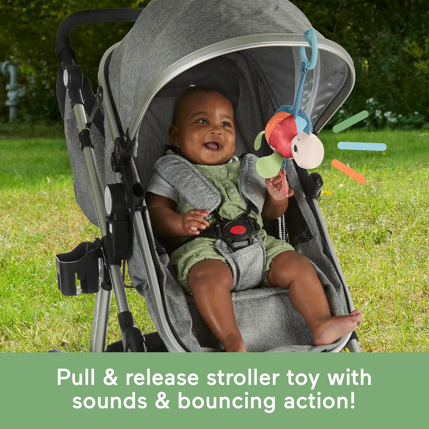 Fisher-Price Tapete de atividades Baby Planet Friends Roly-Poly, brinquedo para carrinho de bebê Planet Friends Sea Me Bounce Turtle, mordedor sensorial Planet Friends All Ears Lovey, brinquedo sensorial Planet Friends Spotting