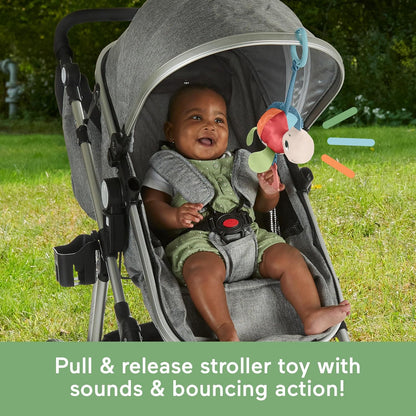 Fisher-Price Tapete de atividades Baby Planet Friends Roly-Poly, brinquedo para carrinho de bebê Planet Friends Sea Me Bounce Turtle, mordedor sensorial Planet Friends All Ears Lovey, brinquedo sensorial Planet Friends Spotting