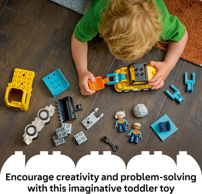 LEGO DUPLO 3 em 1 Veículos de Construção - Brinquedo Educativo Montessori para Crianças com Caminhões, Escavadeira e Pá Carregadeira - Ideia de Presente de Aniversário para Meninos e Meninas a partir de 2 Anos - 10475