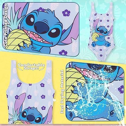 Disney Girls One Piece Swimsuit, Maiô Elástico Confortável - Presentes para Meninas