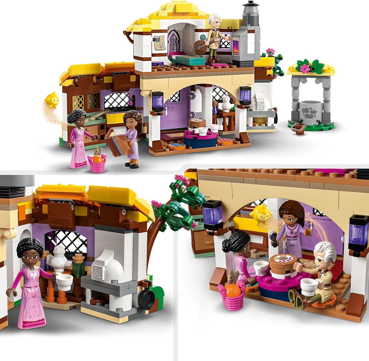 LEGO 43231 Disney Wish La Cabaña de Asha, Casa de Muñecas de Juguete de Apertura de la Película Wish con minimuñecas de Asha, Sakina y Sabino y figura de estrella, idea para niños, niñas y niños