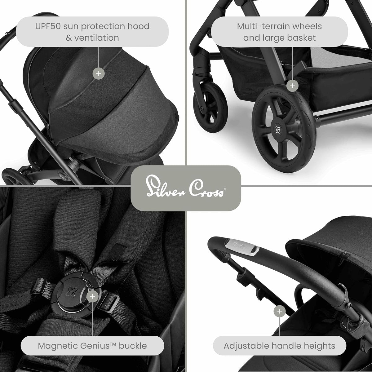 Silver Cross Carrinho de bebê  Tide e conjunto de 7 peças, do nascimento até 22 kg, Espaço