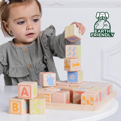 Le Toy Van - Petilou Brinquedo educacional de blocos de madeira ABC de madeira para crianças e bebês | Adequado para menino ou menina de 1 ano +