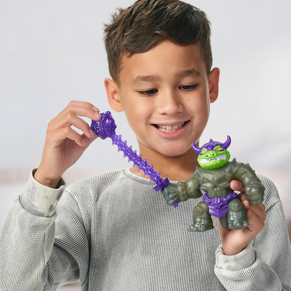 Heróis de Goo Jit Zu Stretch Strikers Deluxe Hero Pack Rock Jaw, Figura de Ação Elástica com Mais de 20 Sons de Batalha Incríveis