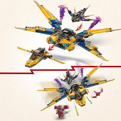 LEGO NINJAGO Super Storm Jet Toy de Ras e Arin com um Dragon Drone, atiradores, lâminas e motores - incl. 3 minifiguras para dramatização de ninja - conjunto de construção para meninos e meninas com mais de 8 anos