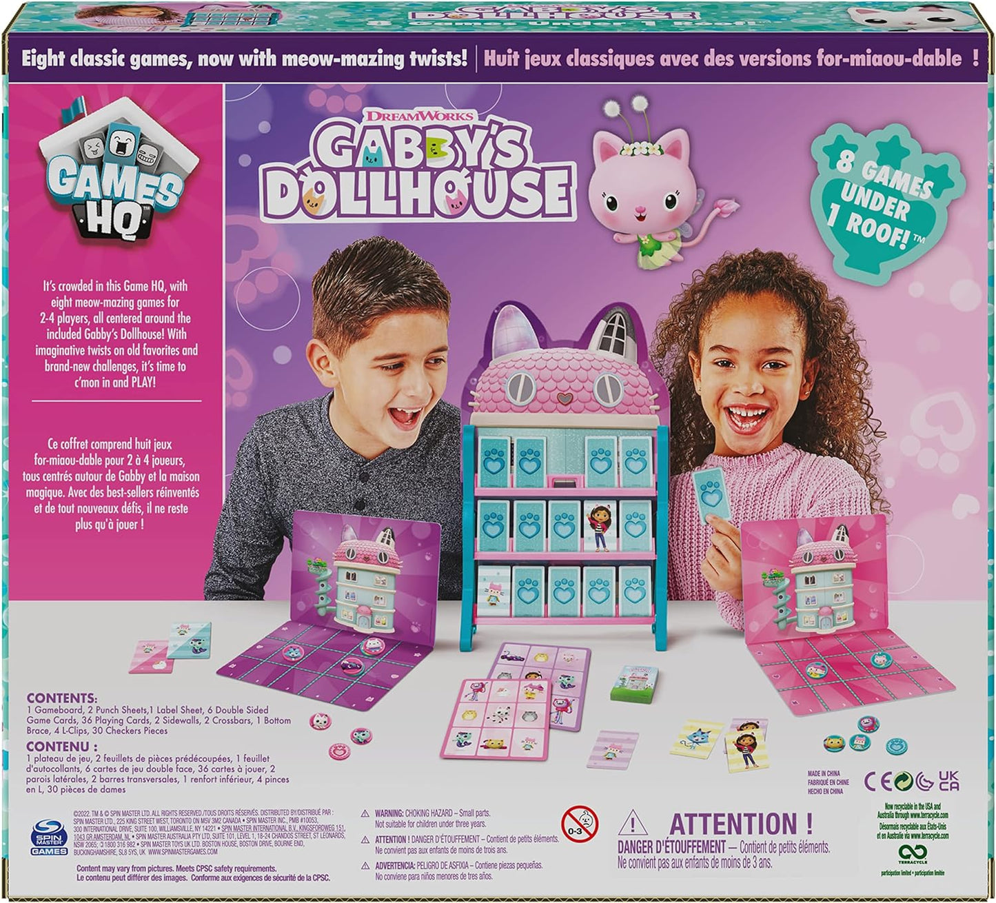 Gabby’s Dollhouse Jogos HQ Damas Tic Tac Toe Memory Match Go Fish Bingo Cards Jogos de tabuleiro Brinquedo Presente Netflix Fontes de festa, para crianças de 4 anos ou mais