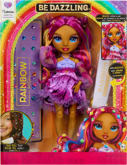 Rainbow High Be Dazzling - Noemie Violette - Boneca Fashion Roxa de 28cm com Ferramenta para Aplicar Brilho, Gemas Brilhantes e Acessórios de Estilo