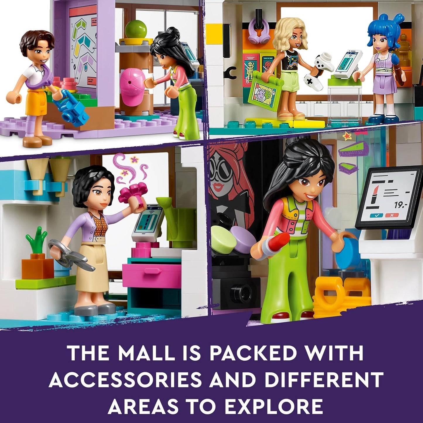 LEGO Friends Heartlake City Shopping Mall com 5 lojas de brinquedos para meninas, meninos e crianças a partir de 8 anos, brinquedos de dramatização, apresenta 7 personagens de minibonecas, ideia de presente de aniversário 42604