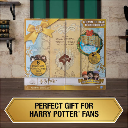 Wizarding World Harry Potter, Micro Magical Moments Glow in the Dark Advent Calendar 2024, 24 brinquedos surpresa, calendário de contagem regressiva festiva para maiores de 6 anos