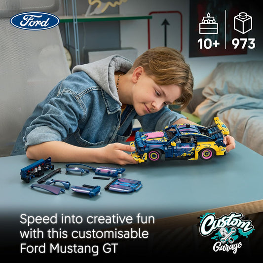 LEGO Brinquedo Technic Custom Garage Ford Mustang GT – Kit de Modelo com Motor V8, Direção HOG e Peças de Carroceria Intercambiáveis – Ideia de Presente de Aniversário para Meninos a partir de 10 Anos – 42236