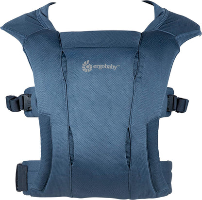 Ergobaby Hug Portabebés ergonómico Soft Air Mesh para recién nacidos desde el nacimiento, portabebés ergonómico de 2 posiciones, azul