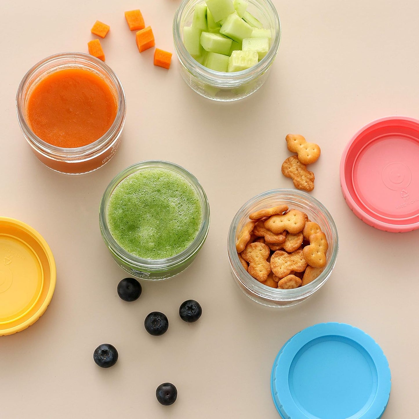 PandaEar (Pacote com 12 Potes de Vidro para Armazenar Comida de Bebê | Recipientes Pequenos Reutilizáveis de 120ml para Congelador com Tampas Herméticas à Prova de Vazamentos | Podem Ser Usados no Micro-ondas e na Lava-louças |