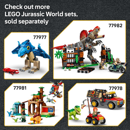 LEGO Brinquedo Jurassic World Ataque do Mosassauro ao Barco – Navio de Carga, Figura de Dinossauro, Helicóptero e 3 Minifiguras – Presente de Aniversário para Meninos e Meninas a partir de 7 Anos e Fãs do Filme – 77983